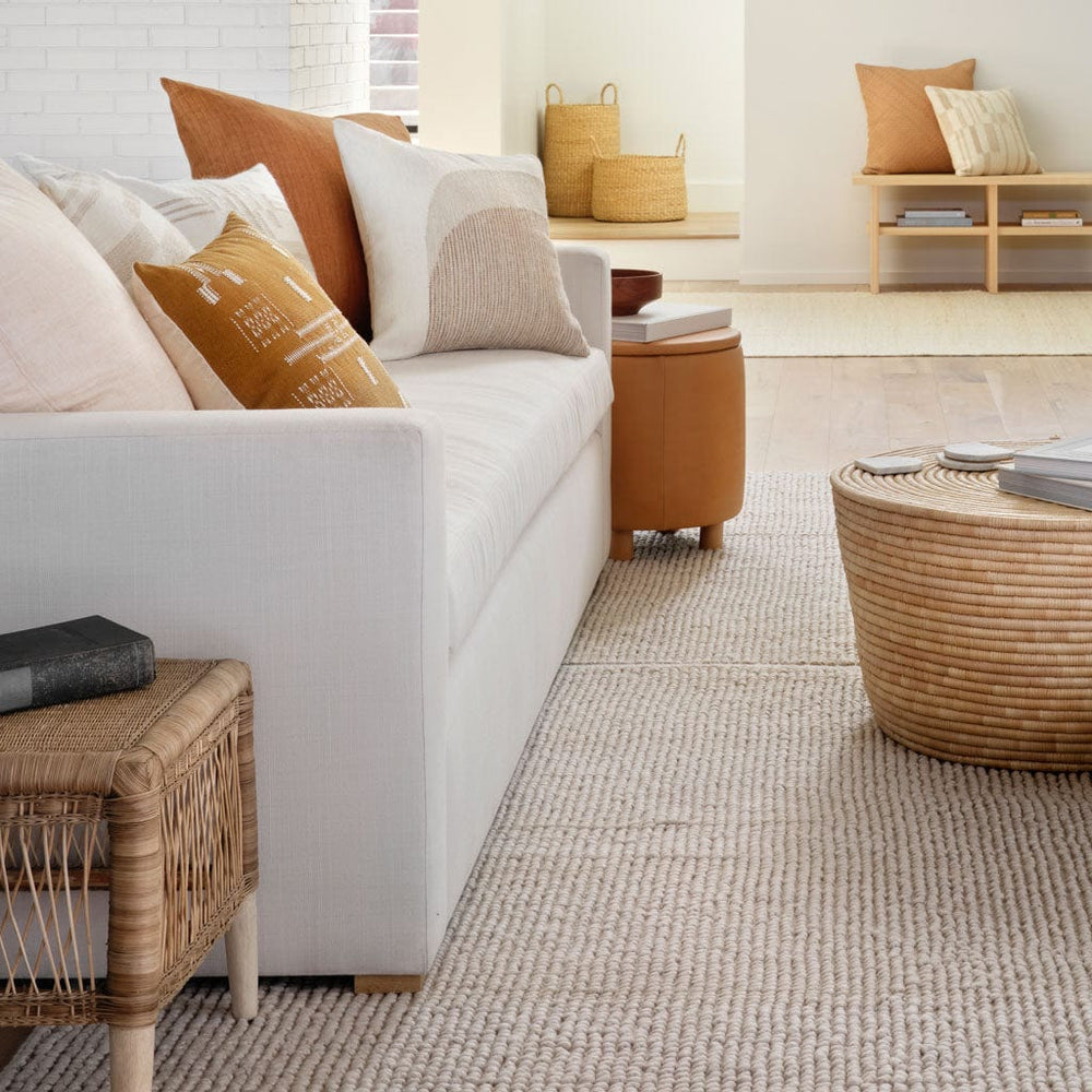 Woven Stool styled in living room