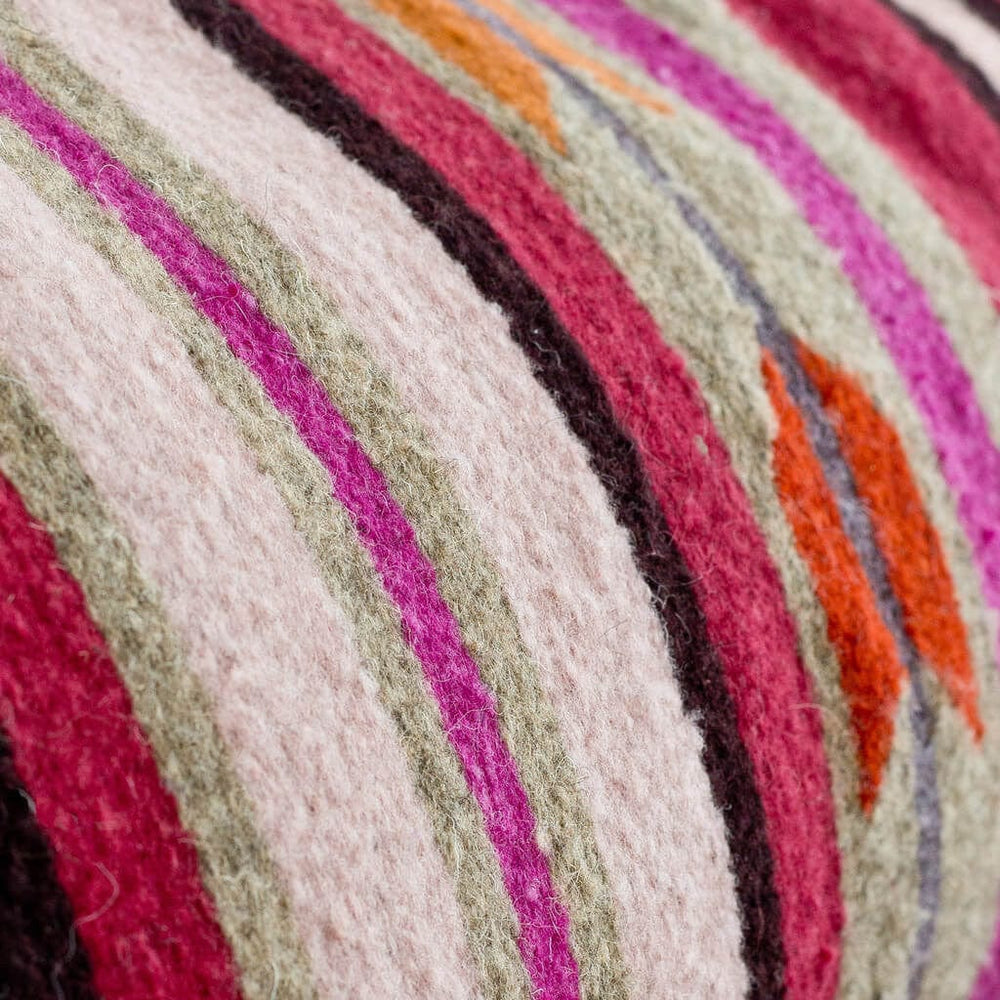 Close Up of Naturally Dyed Wool on Lumbar Pillow