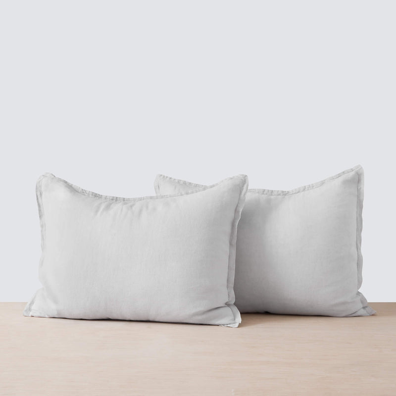 Set of 2 light grey Linen Pillow Shams,  light-grey