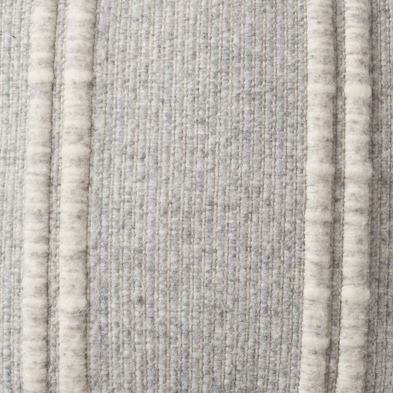 Detail of Cream Textured Stripes on Grey Accent Pillow, grey