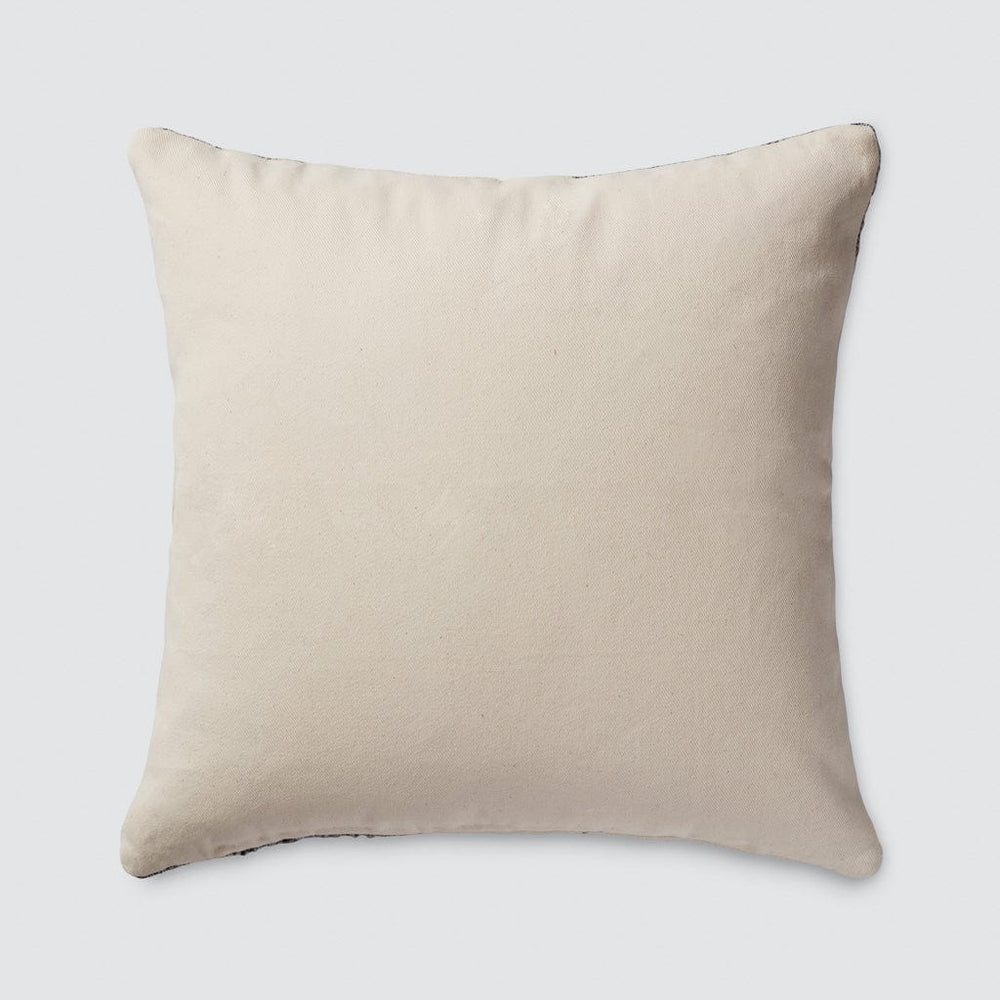 Back of Neutral Modern Decorative Pillow, black and cream