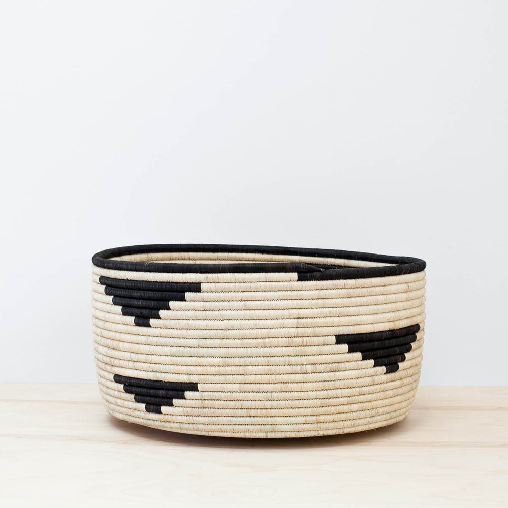 Woven Storage Baskets - Black & Natural 