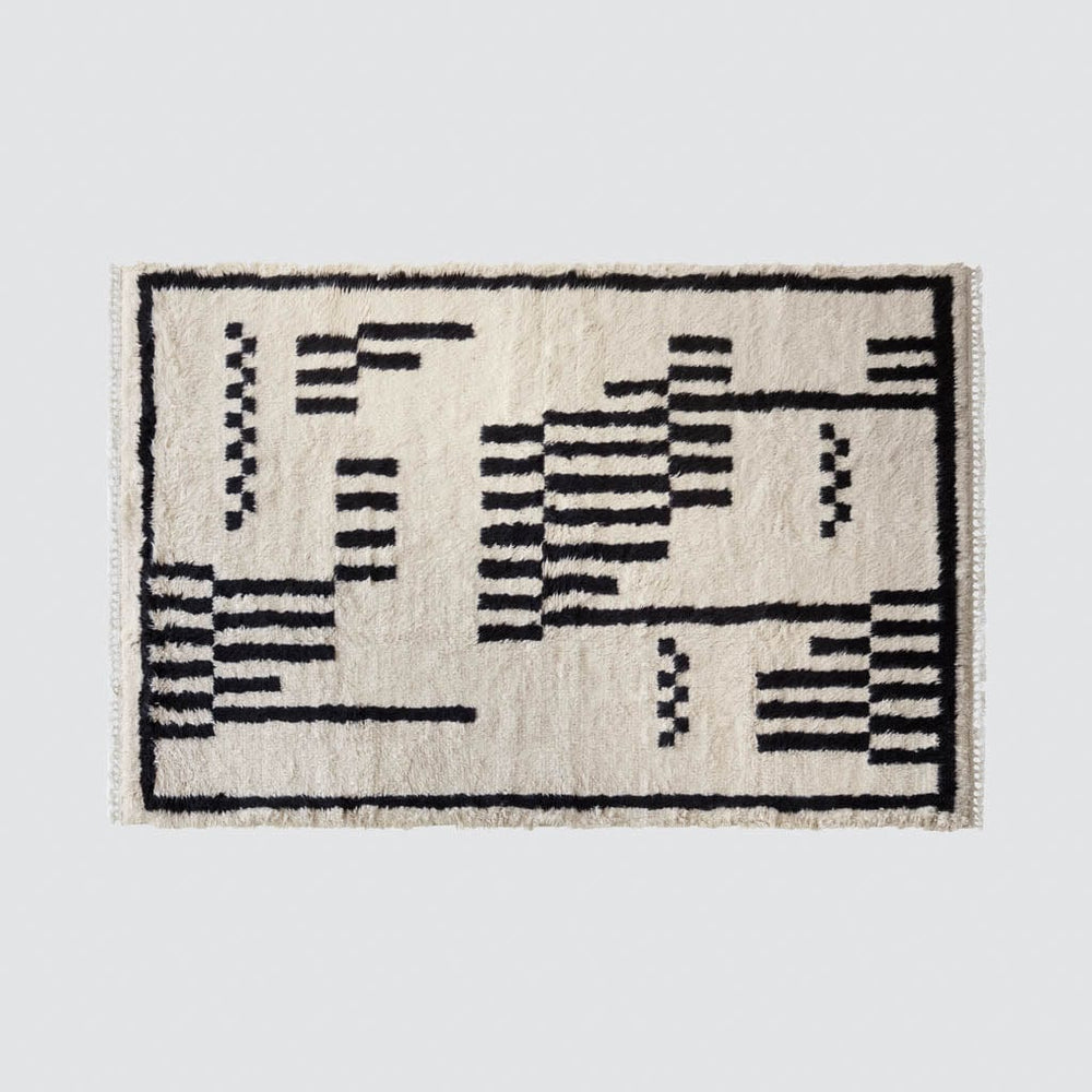 Modern Turkish Rug in Abstract Design with Fringe