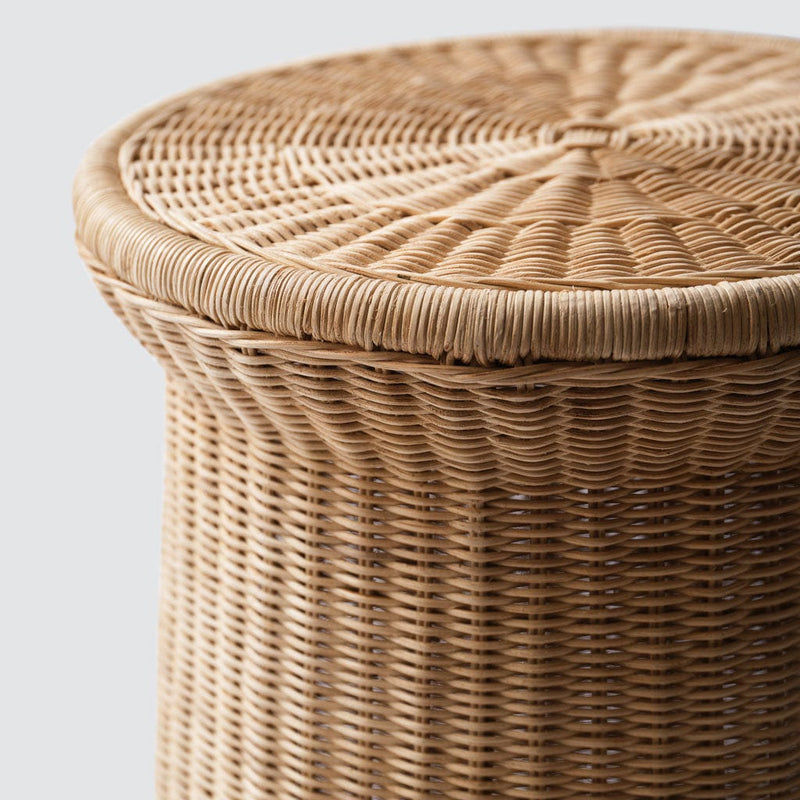 Edge of Ora round wicker side table, natural