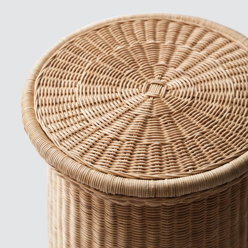 Top of Ora modern wicker side table, natural