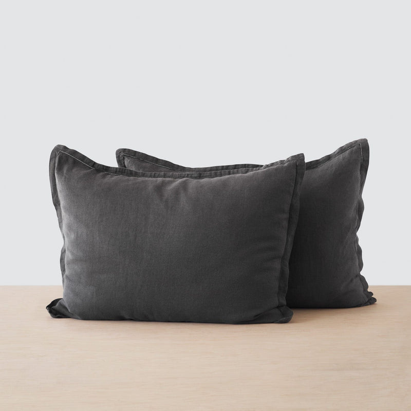 Set of 2 charcoal Linen Pillow Shams, charcoal