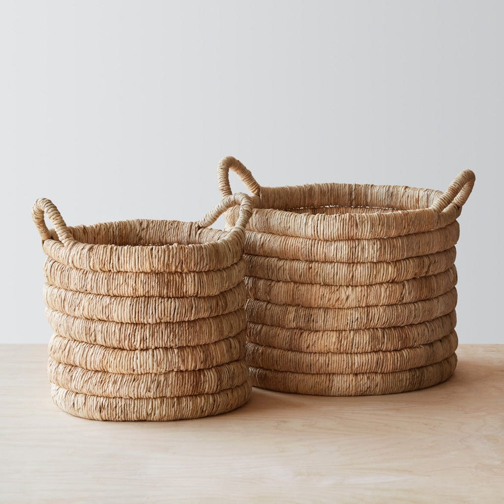 Pair of Handwoven Baskets in Natural Materials