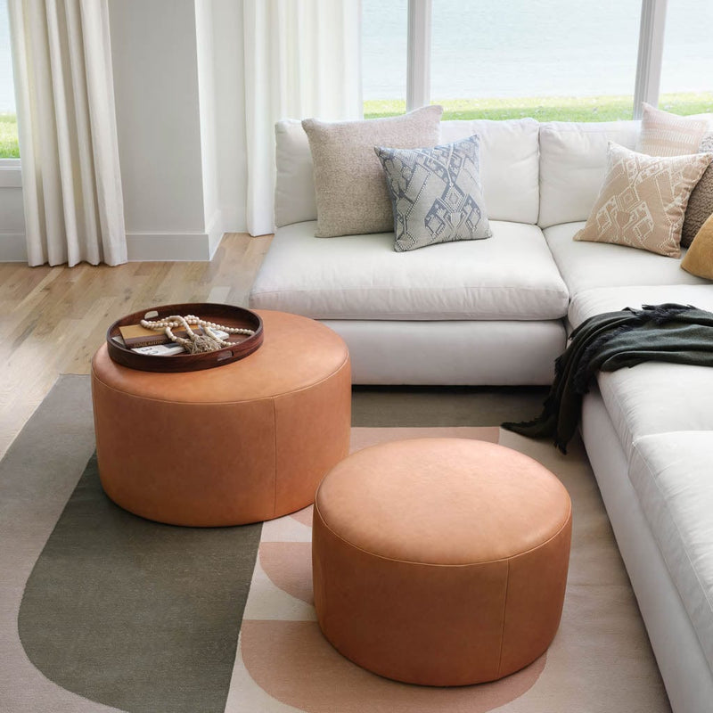 Medium and large ottoman in living room, natural