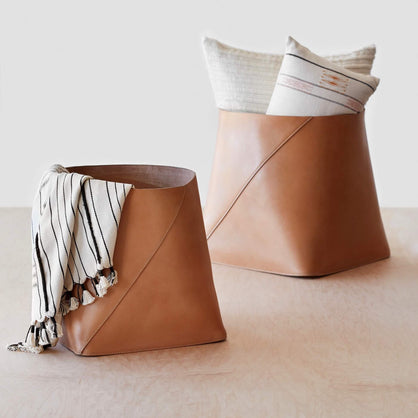 Azad Tall Leather Storage Bins