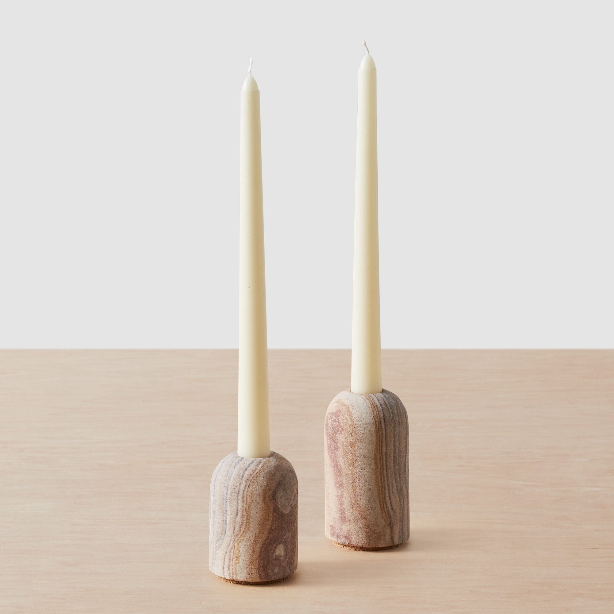 Eshana Sandstone Candle Holders - Set of 2 - Natural