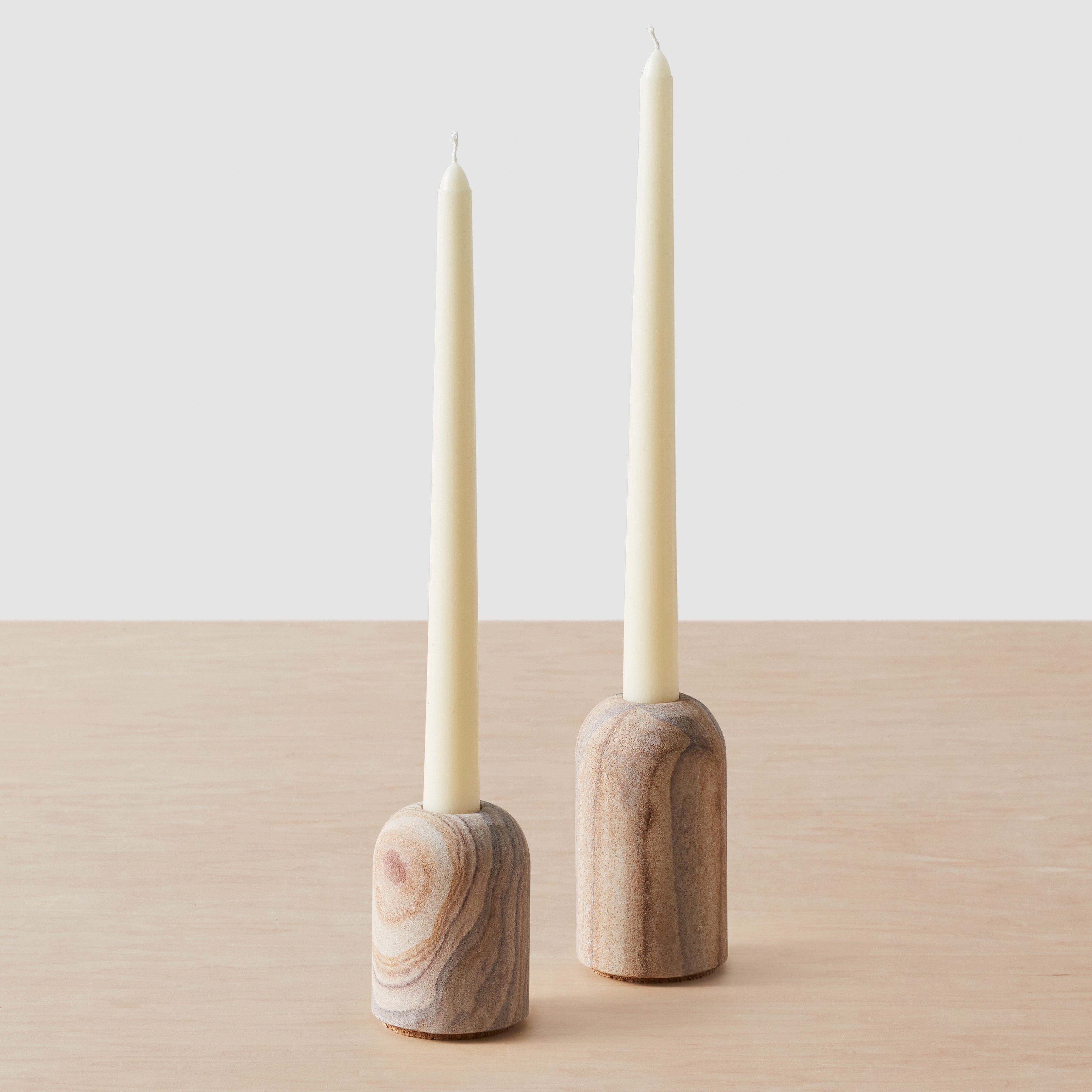 Eshana Sandstone Candle Holders - Set of 2 - Thumbnail 2