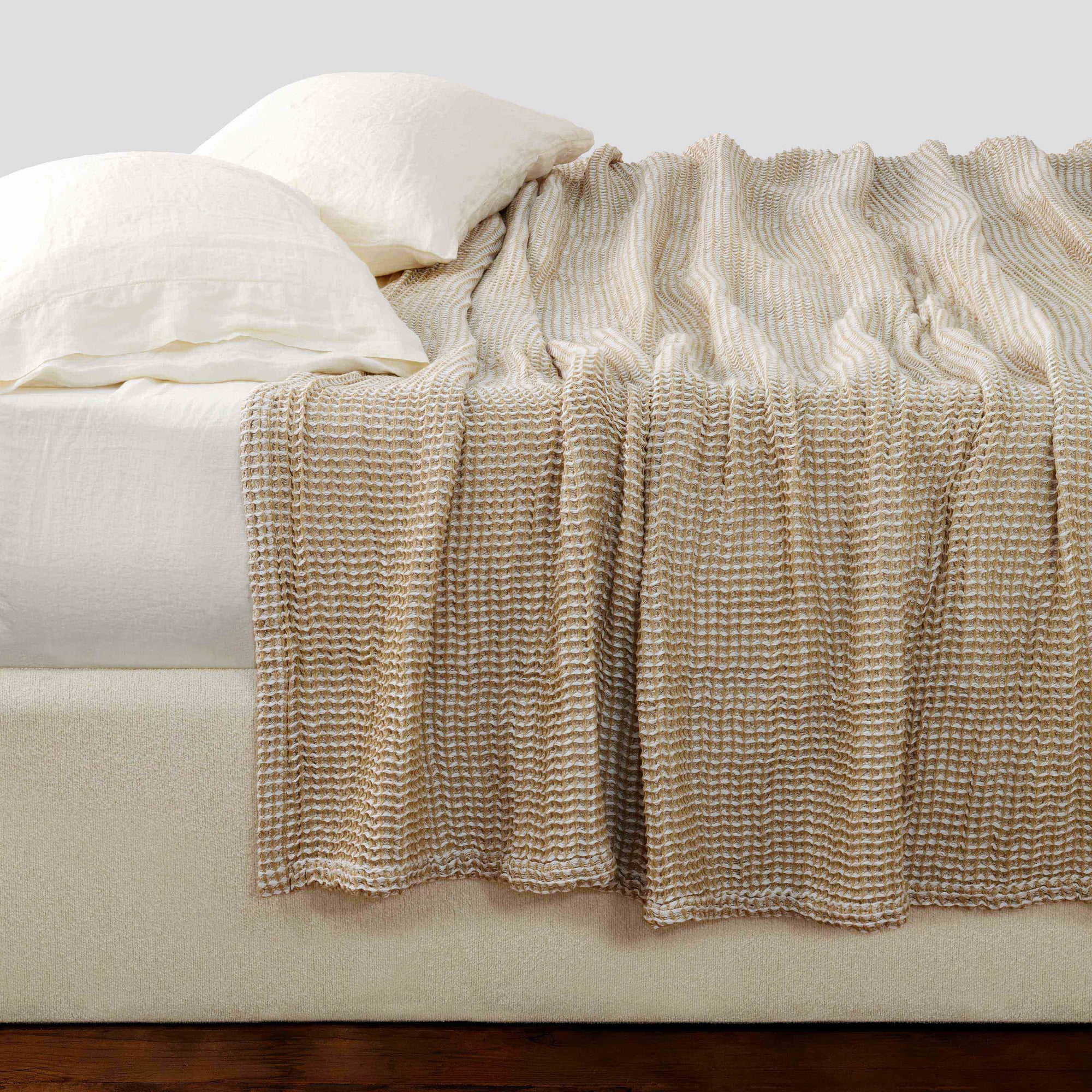 Imogen Waffle Blanket - Barley, Full, Queen