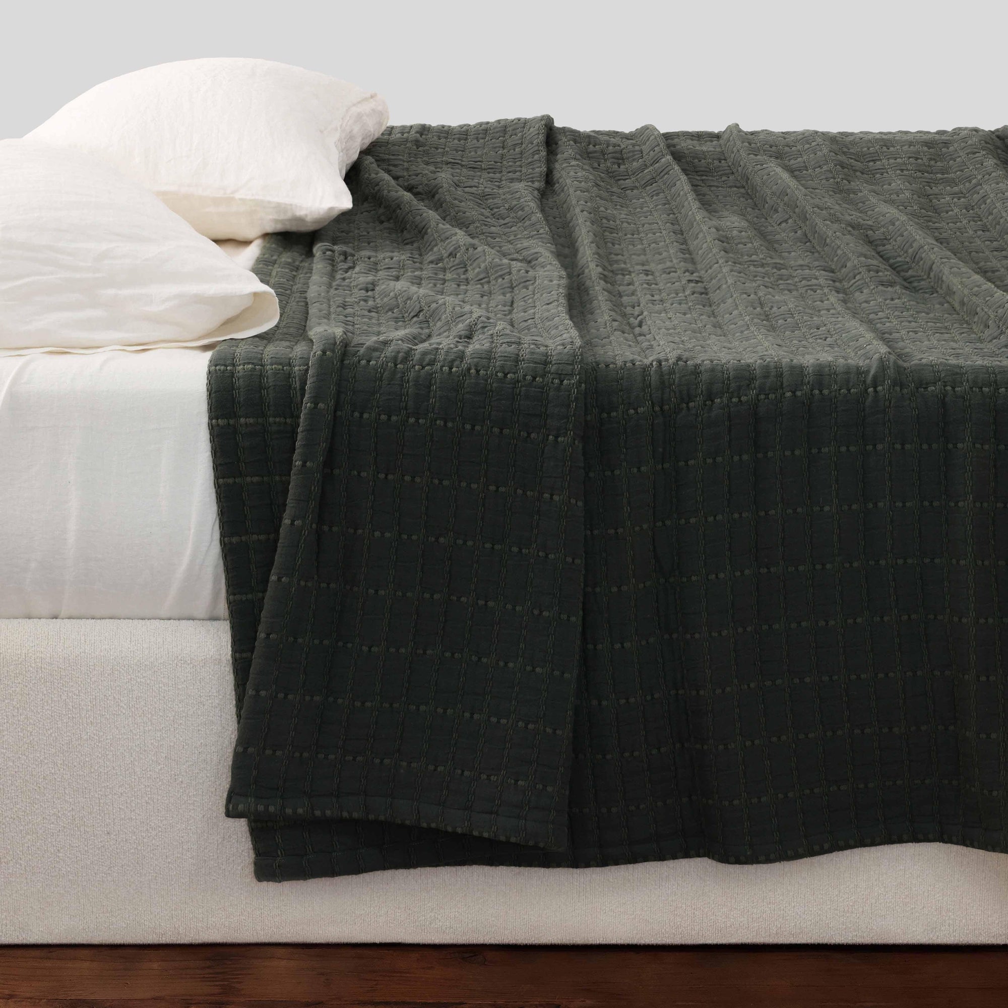 Naya Organic Cotton Quilted Bed Blanket - King, Cal King, Emerald
