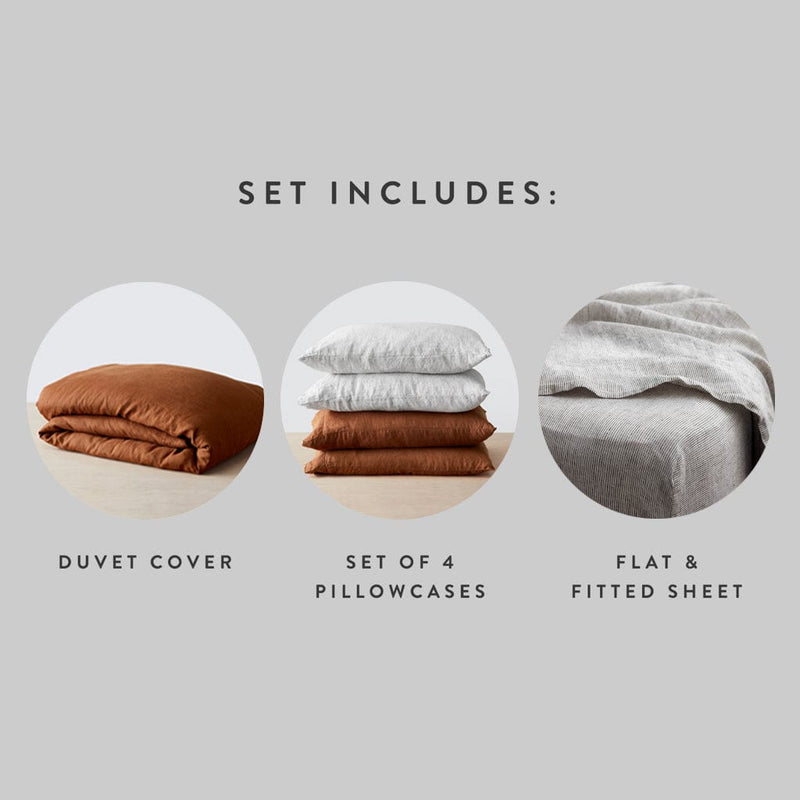 Set Includes Duvet Cover with 4 Pillowcases and Sheets, ember-series
