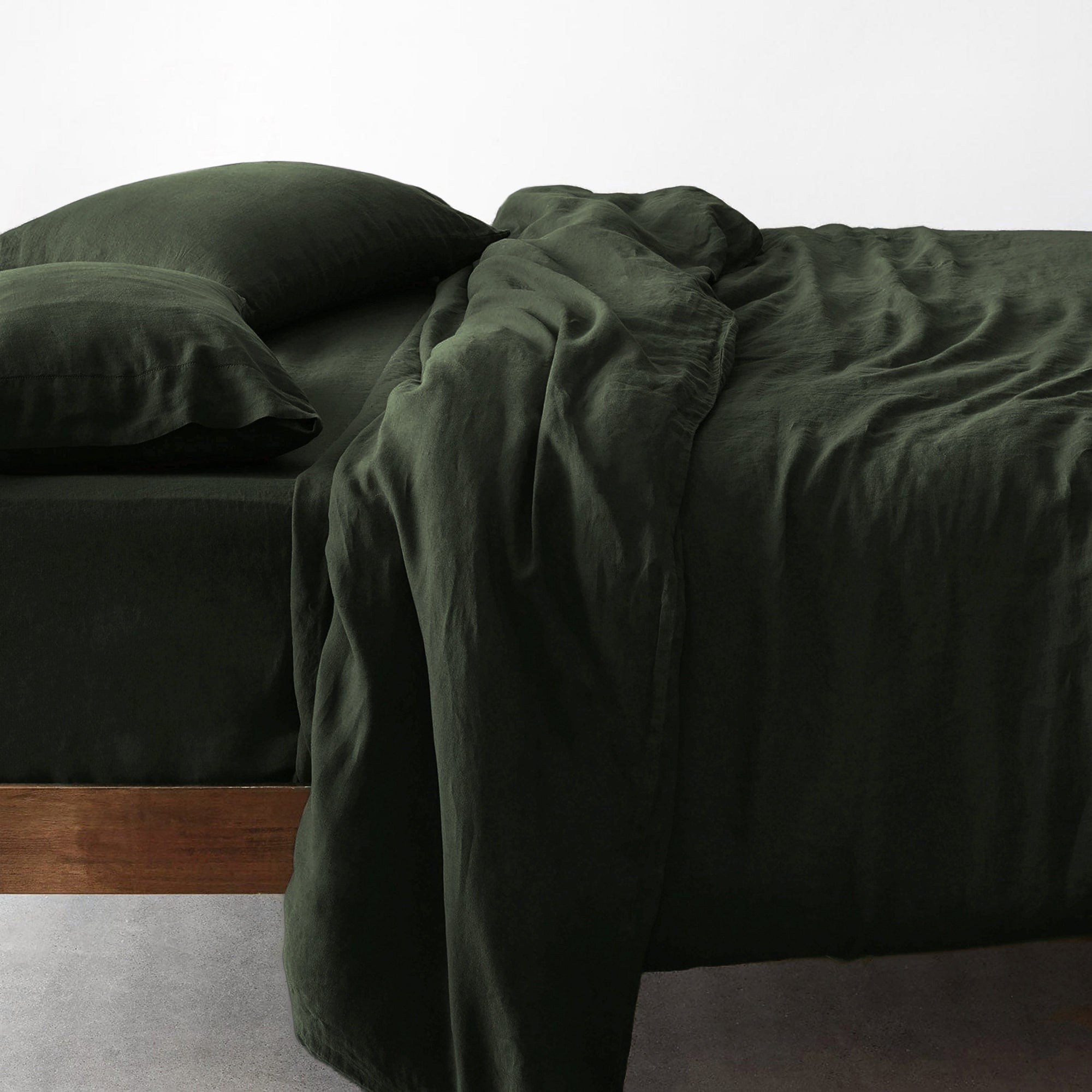 Stonewashed Linen Duvet Cover - Emerald, King, Cal King | Duvet Only