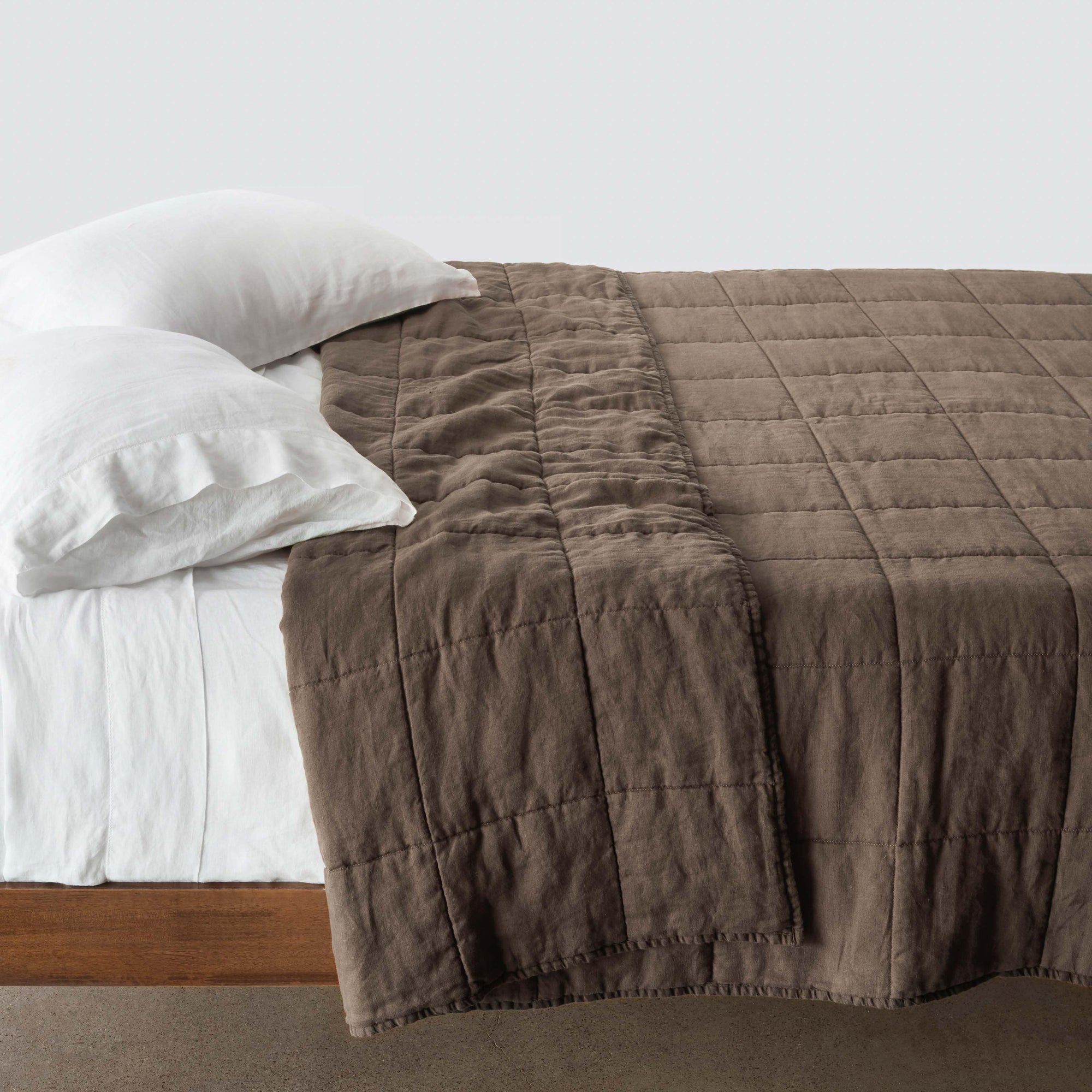Stonewashed Linen Quilt - Espresso, Full, Queen