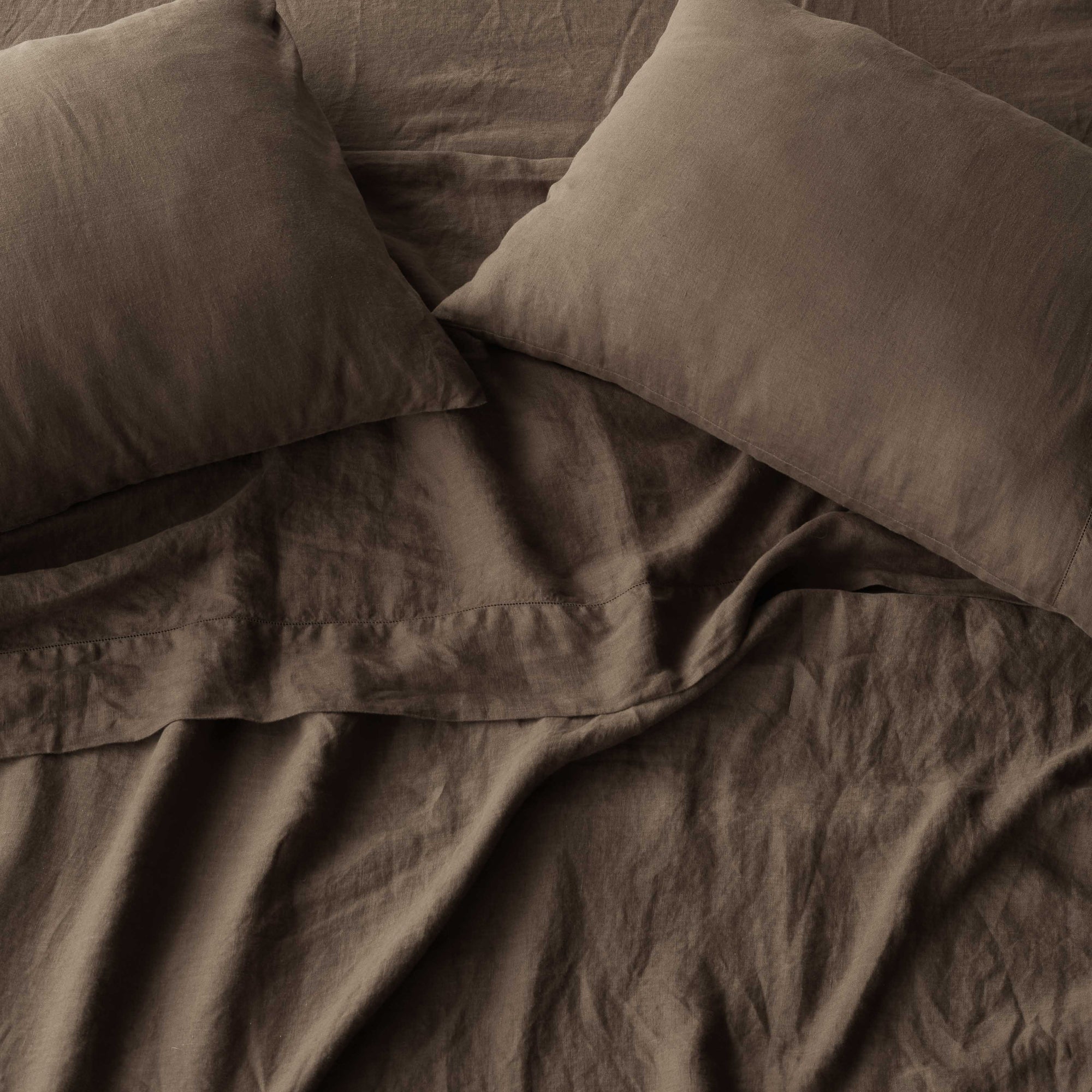 Stonewashed Linen Sheet Set - Espresso, Cal King