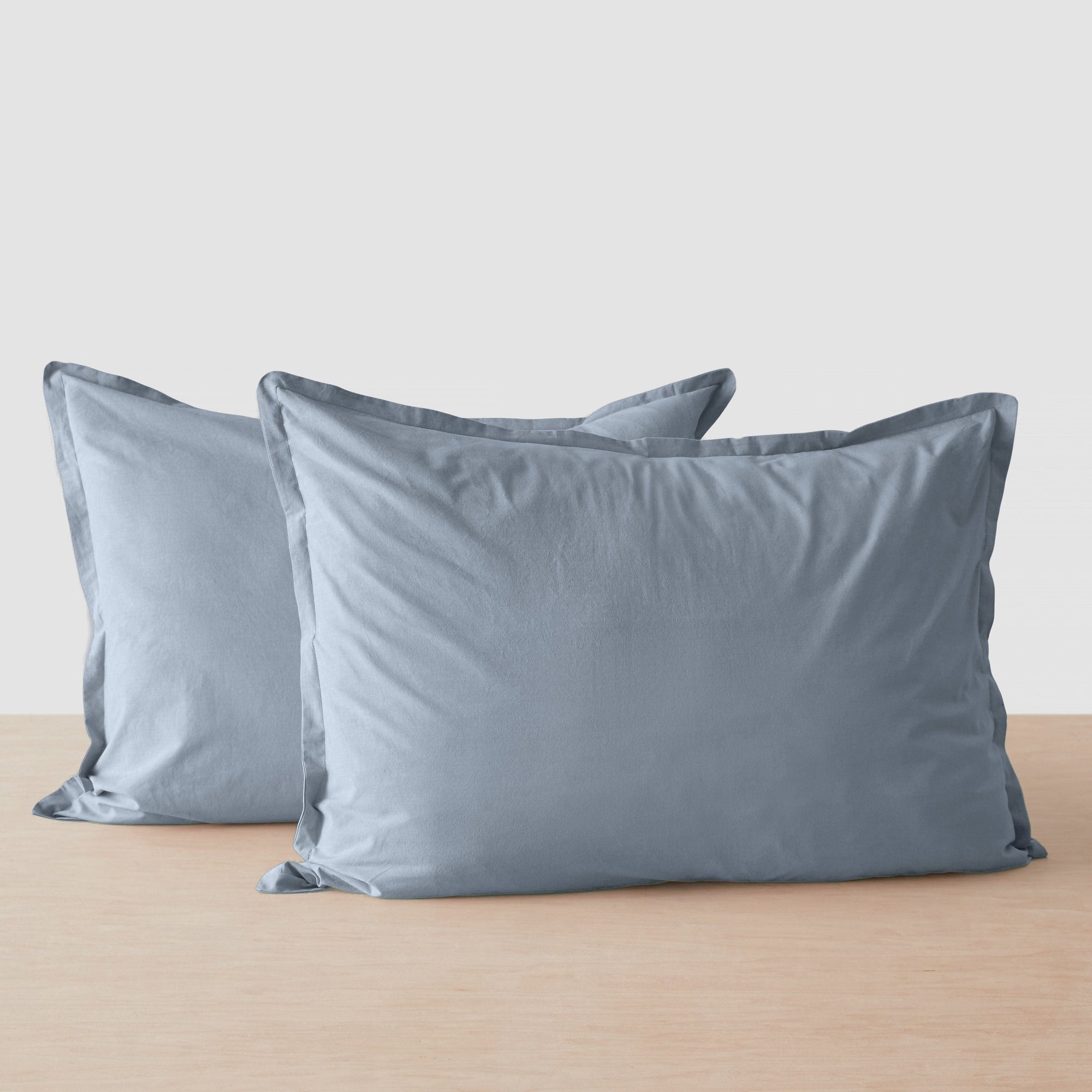 Stonewashed Organic Cotton Percale Shams - French Blue, Standard Set