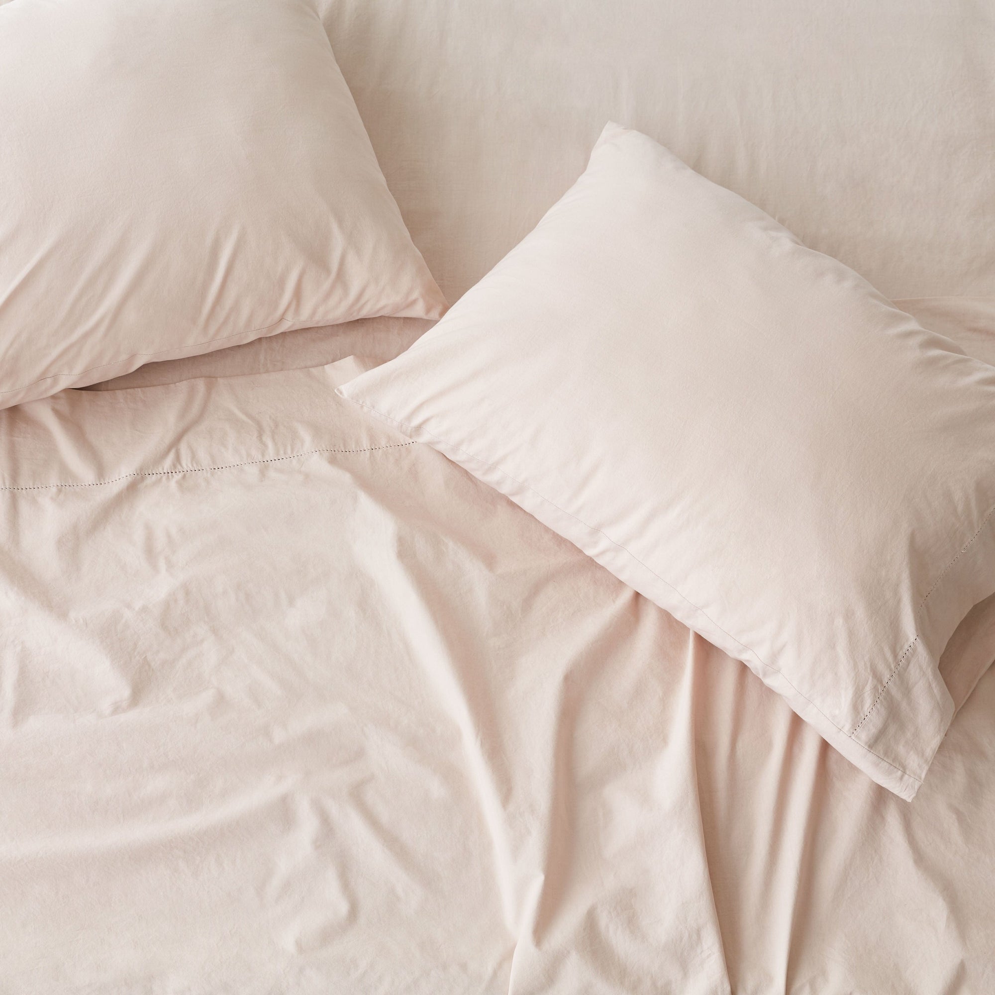 Stonewashed Organic Cotton Percale Sheet Set - Blush, King