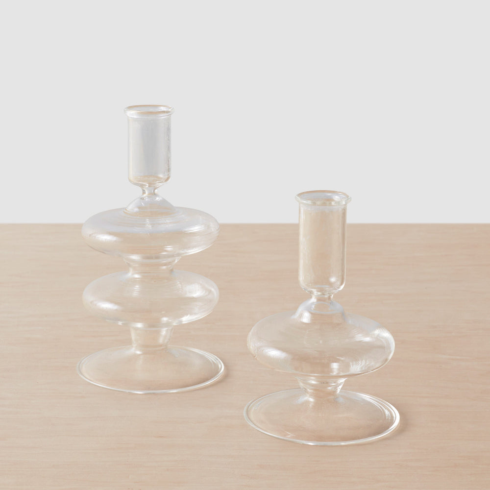 Veeha Glass Candle Holders - Set of 2