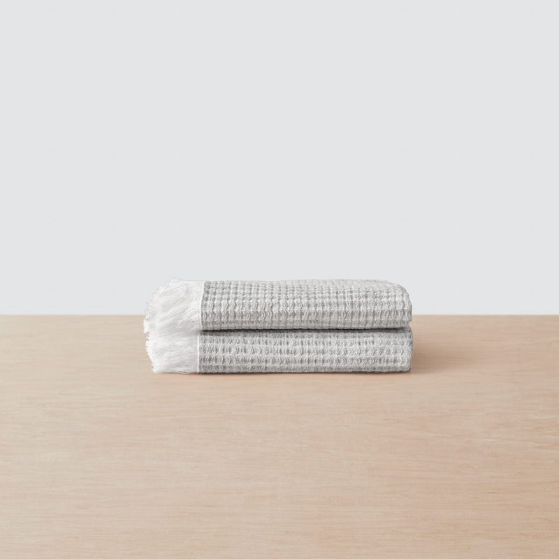 Set of two light grey waffle weave washcloths, light-grey