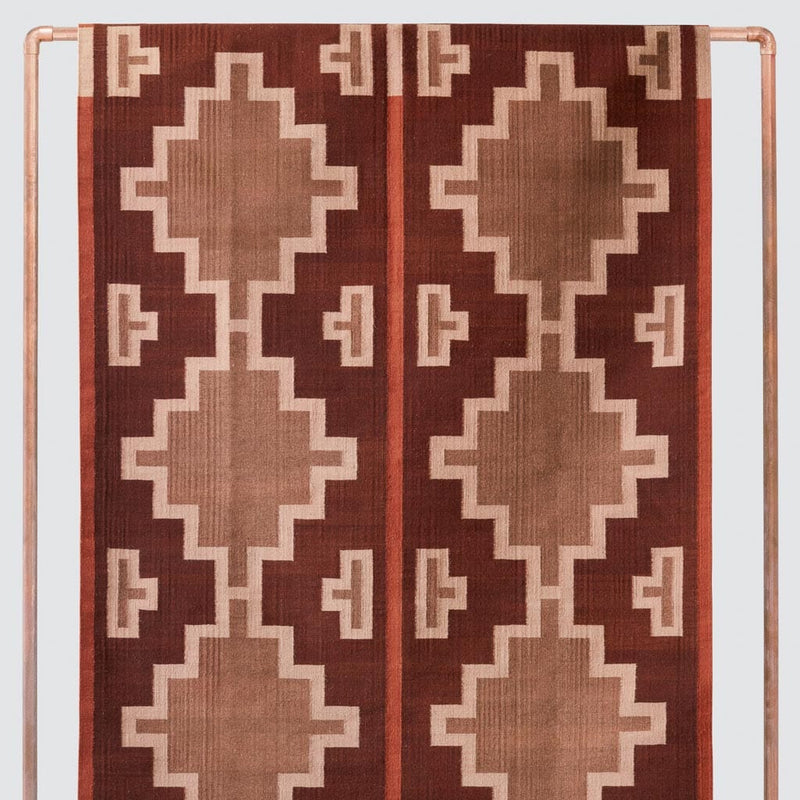 Handwoven Wool Area Rug in Warm Red Hues, sienna