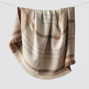 Baby alpaca throw with eyelash fringe, tan
