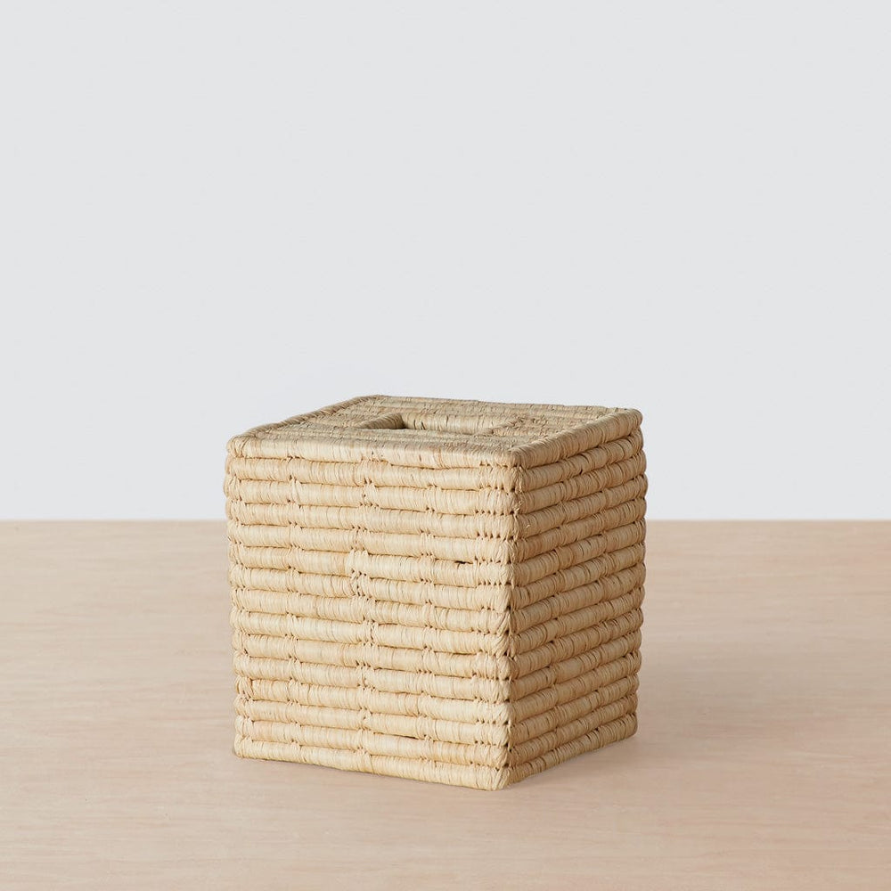 Square woven palm tissue box, square