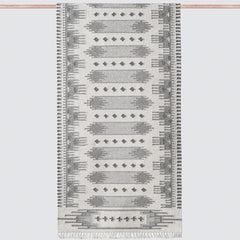 Grey Kilim Runner with Intricate Pattern