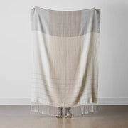 Striped alpaca throw with Fringe, sand