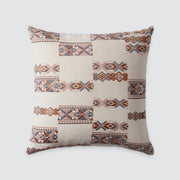 Geometric pillow, cream and blue and peach