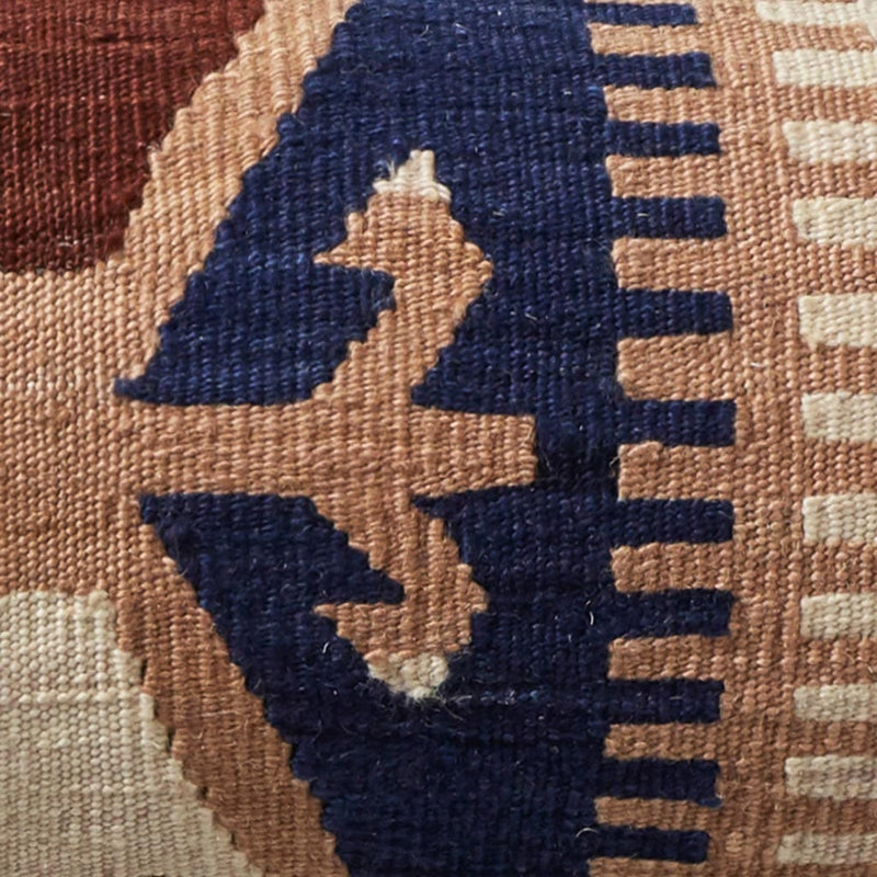 Detail of navy kilim lumbar pillow, Navy