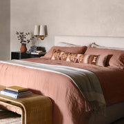 Handwoven oversized lumbar styled on bed, Sienna