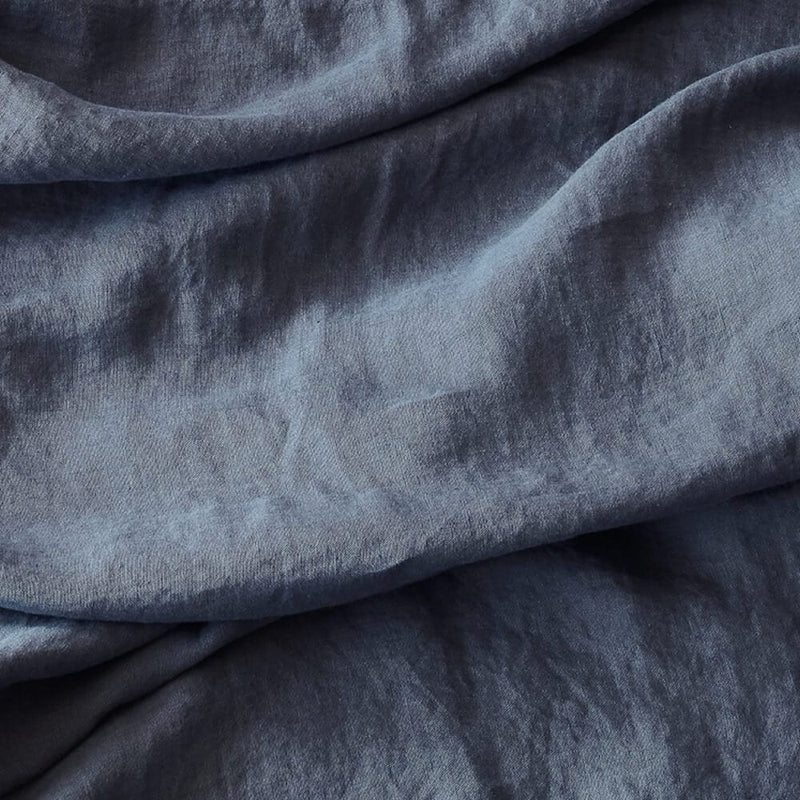 Close up of slate blue linen sheet,slate-blue