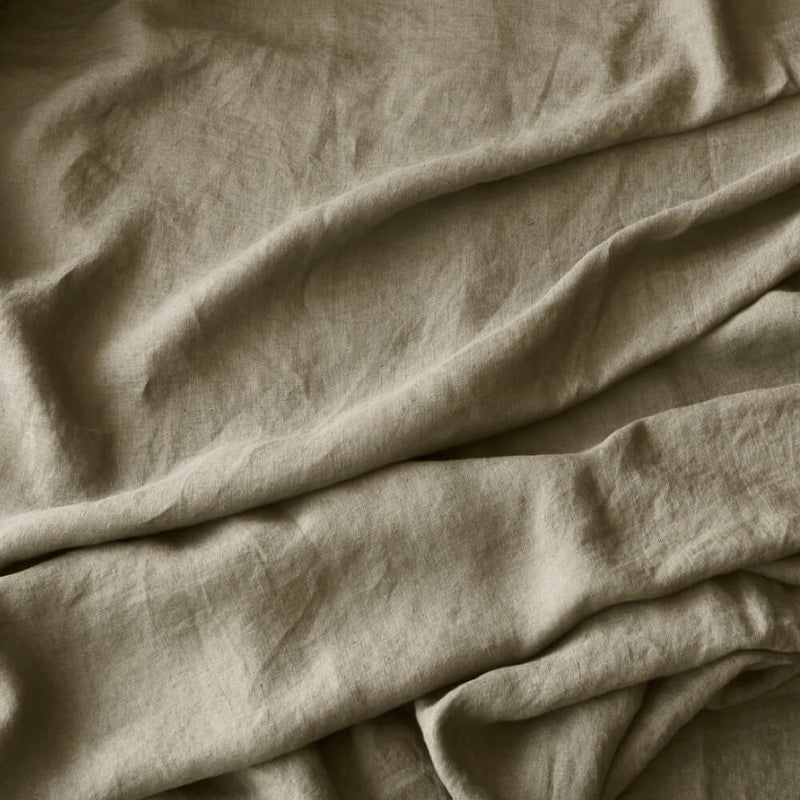 Close up of olive linen sheet,olive