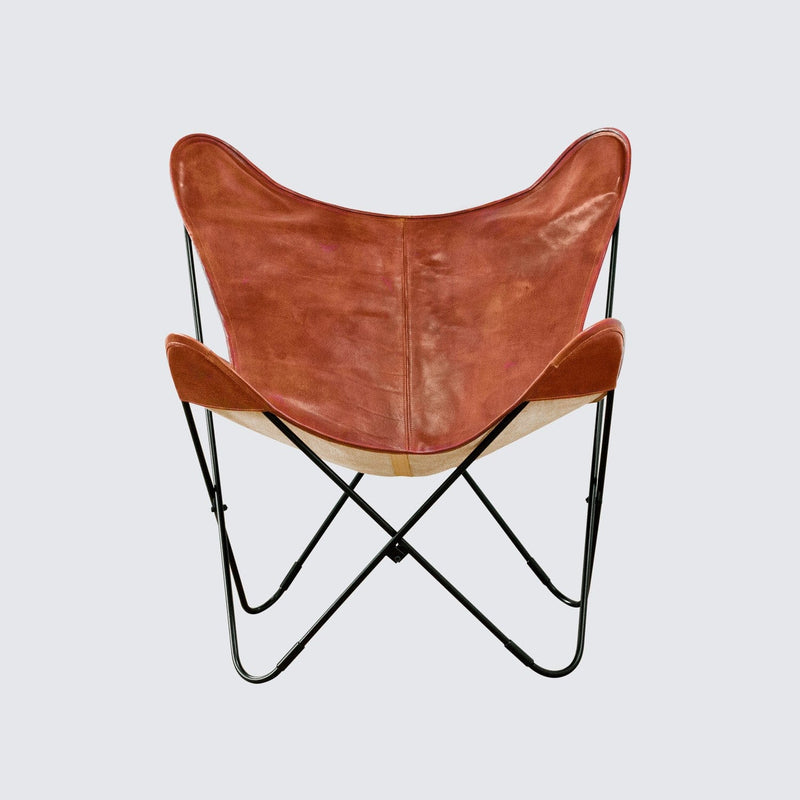Modern Leather Butterfly Chair, cognac-leather