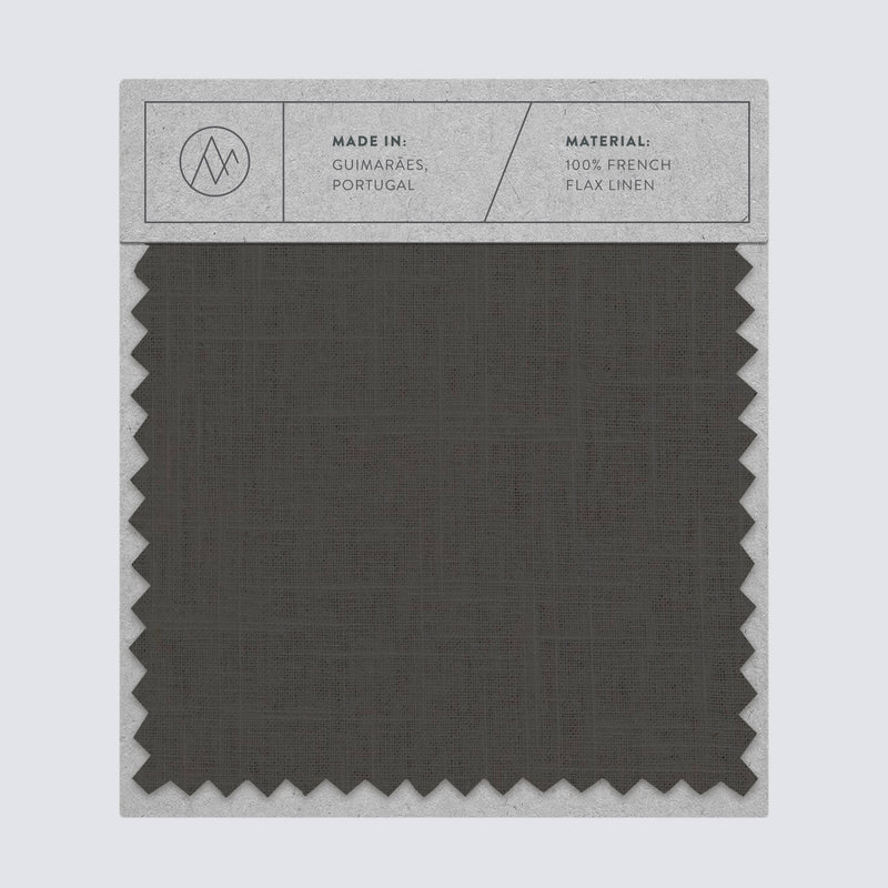 Swatch card of linen fabric in charcoal color,charcoal