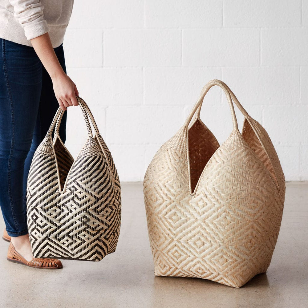 Medium and Large Handled Baskets in Neutral and Black