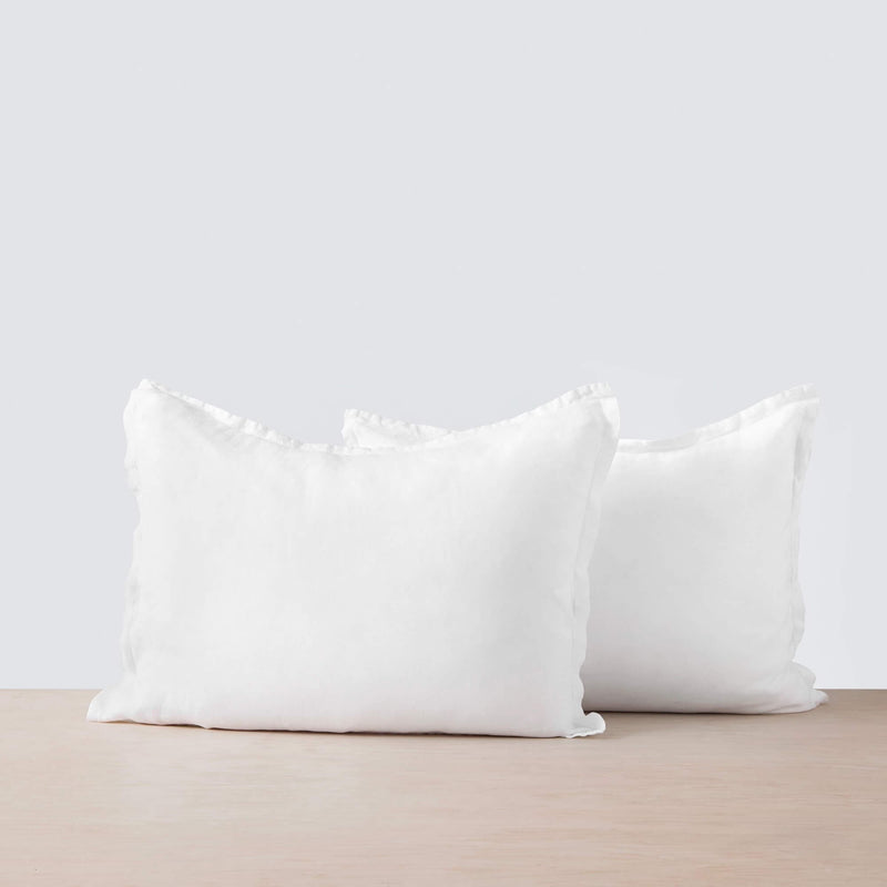Set of 2 white Linen Pillow Shams,  white