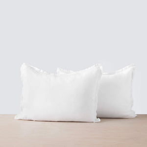 Set of 2 white Linen Pillow Shams,  white