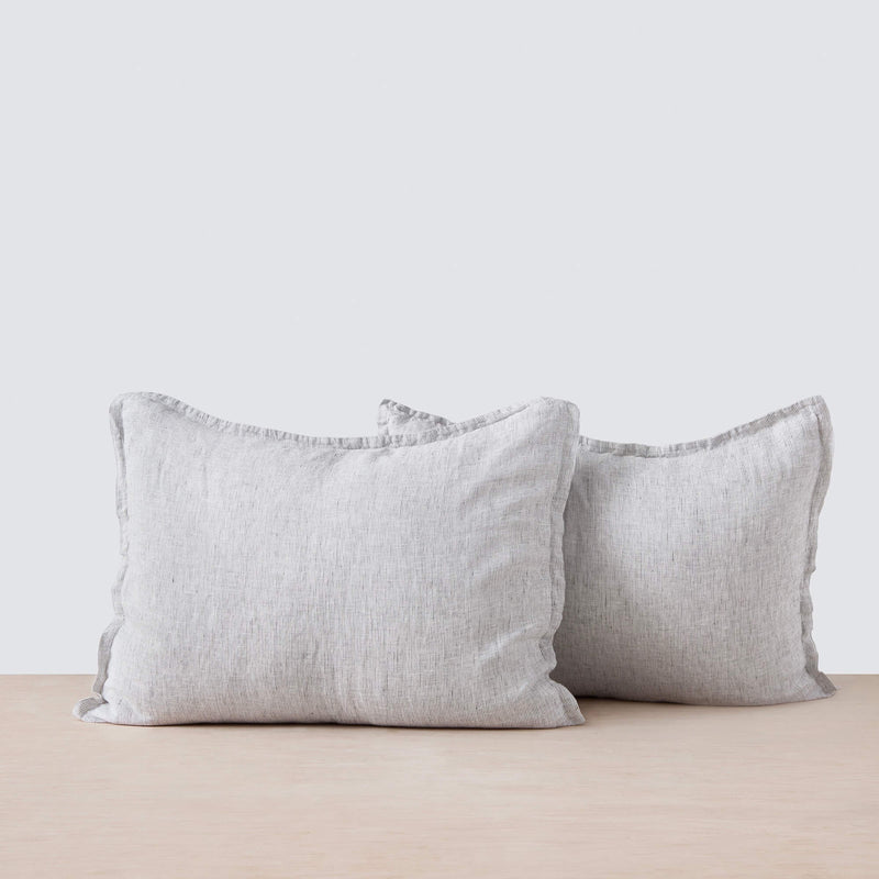 Set of 2 graphite stripe Linen Pillow Shams, graphite-thin-stripe