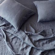 Slate Blue Linen Pillowcases and Sheet Set, slate-blue