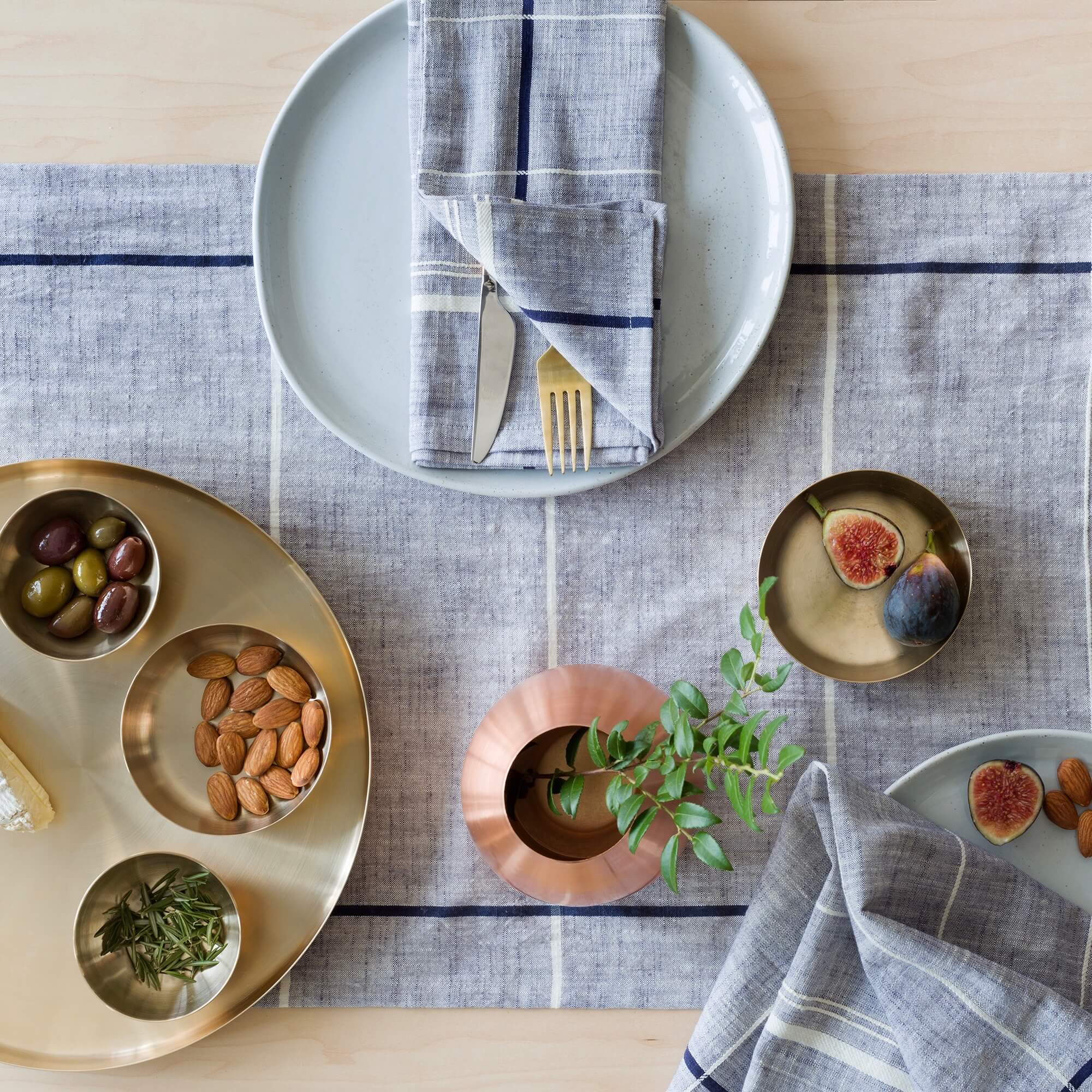 Onam Table Runner - Blue | Neutral Navy Table Runner Handcrafted