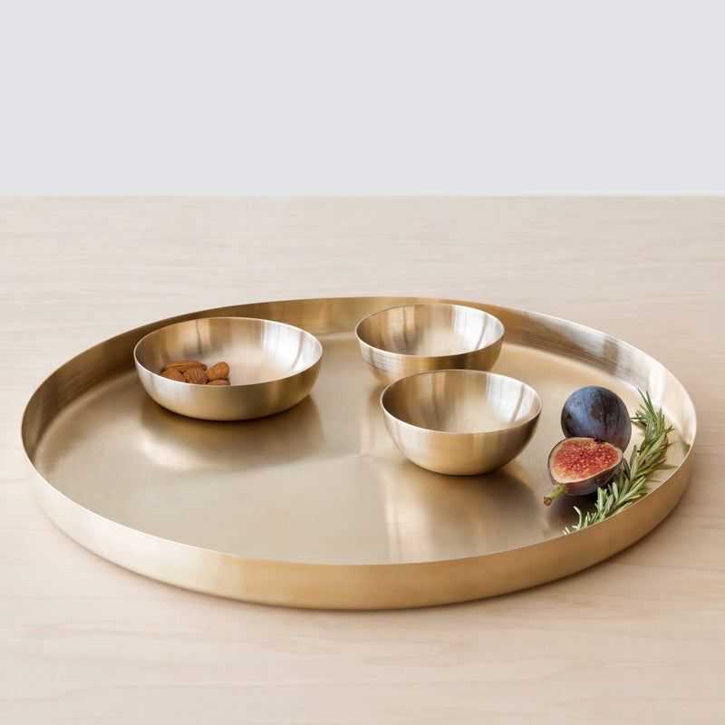 Kansa Bronze Serving Bowls and Serving Tray, bronze