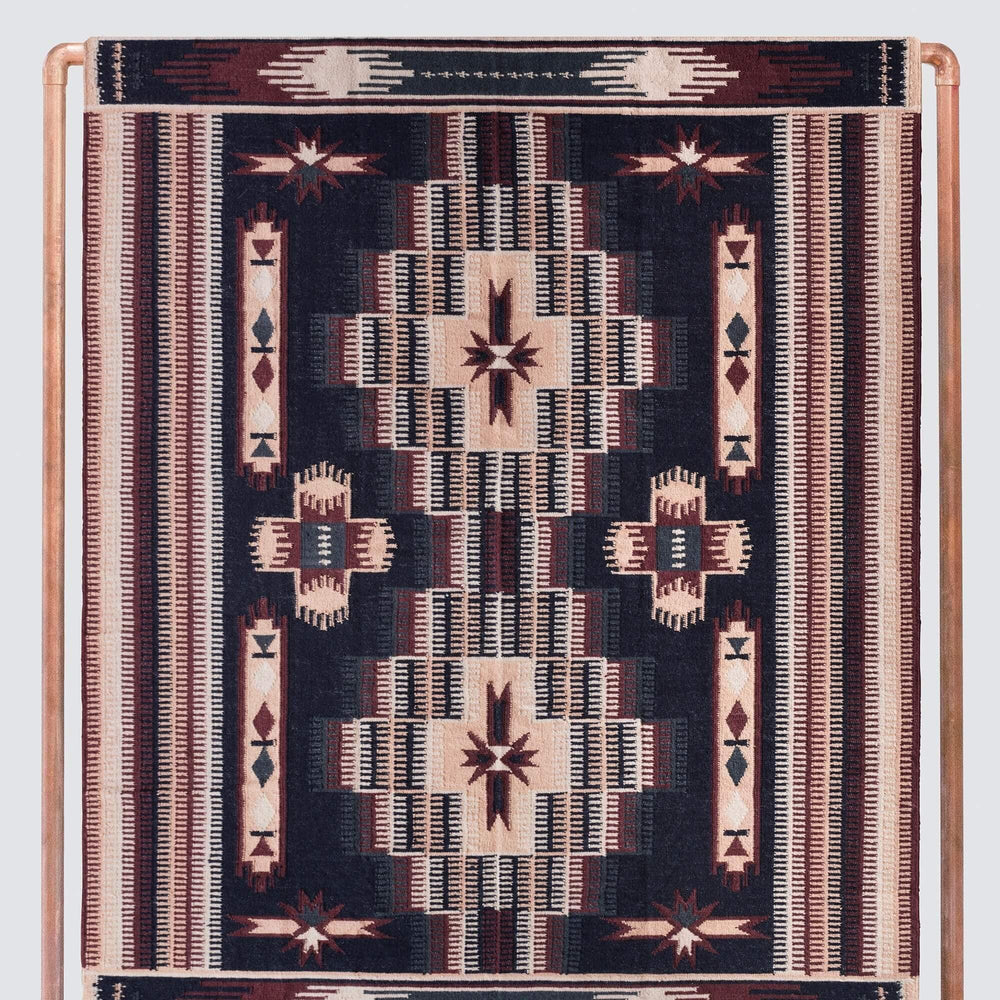 Navy and Blush Kilim Rug from India