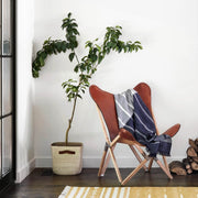 Alpaca Blanket Draped Over Chair, navy