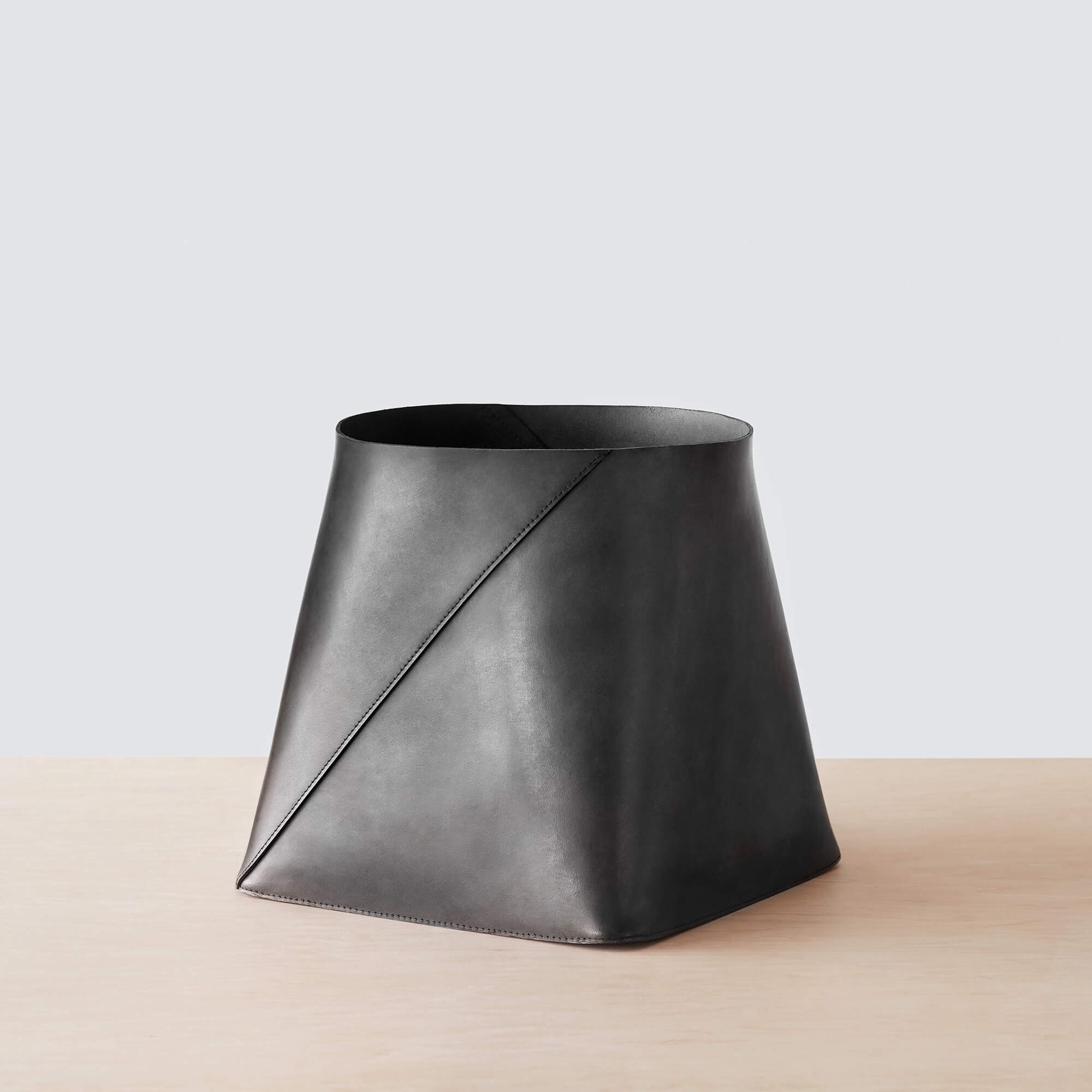 Azad Tall Leather Storage Bins - Black - Black, Large
