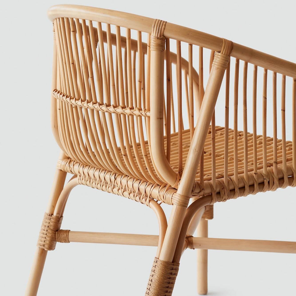 Back detail of rattan dining chair