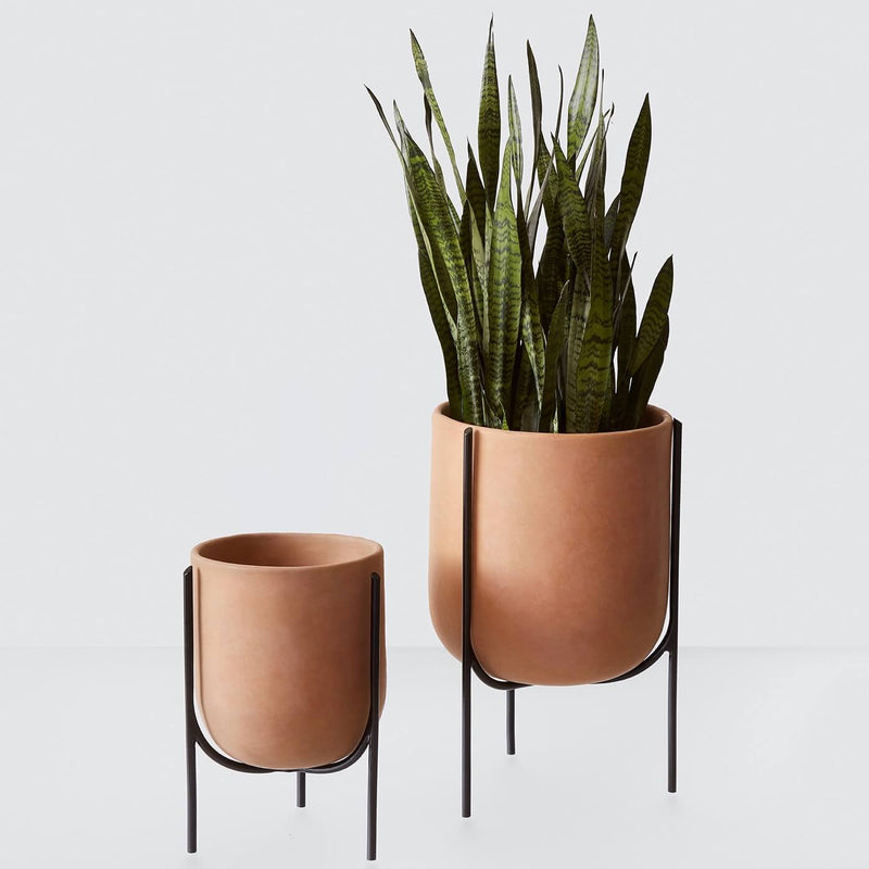 mid century pots for plants Mid-Century Modern Clay Planter with Steel Base – The Citizenry