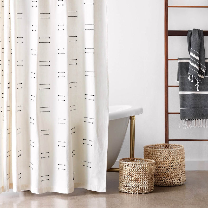 Cream Shower Curtain with Modern Bath Furniture, cream